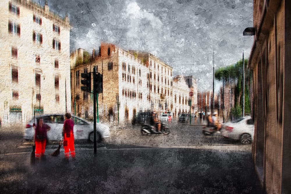 Textured Rome Street by Nicodemo Quaglia — canvas wall art