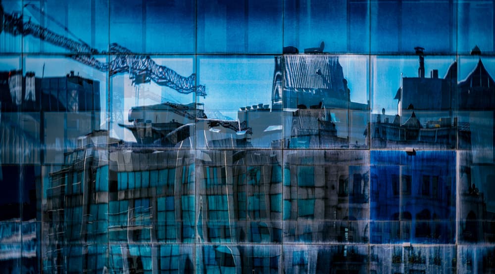 Blue City Reflections by Ömer Ates Kızıltug — canvas wall art
