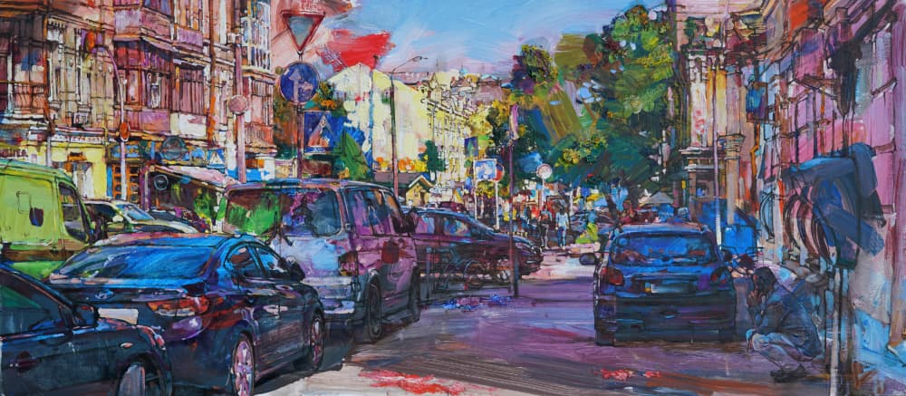 Vibrant City Street by Andrii Kutsachenko — canvas wall art