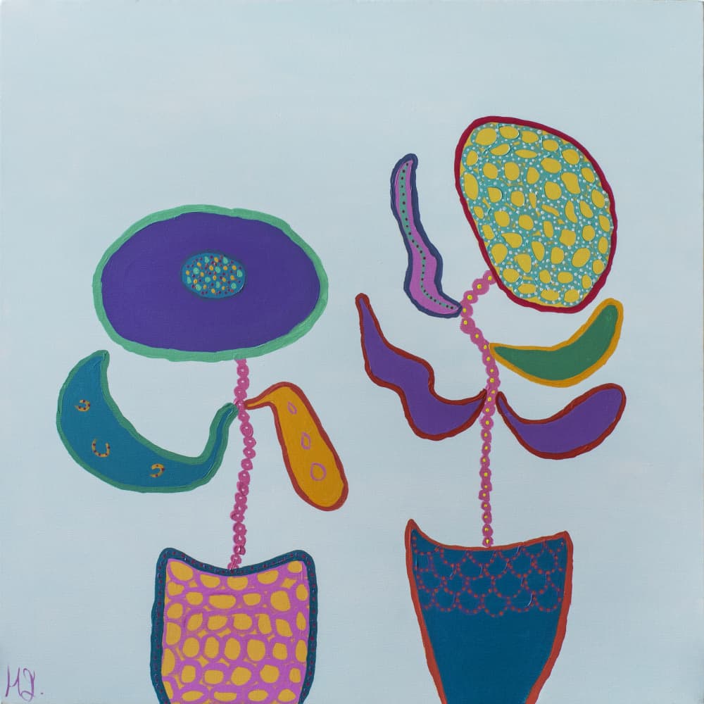 Colorful Abstract Flowers by Helen Joynson — canvas wall art