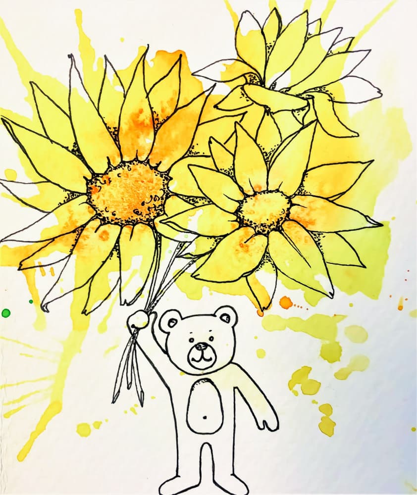Teddy Bear With Flowers by Anda Bieza — canvas wall art