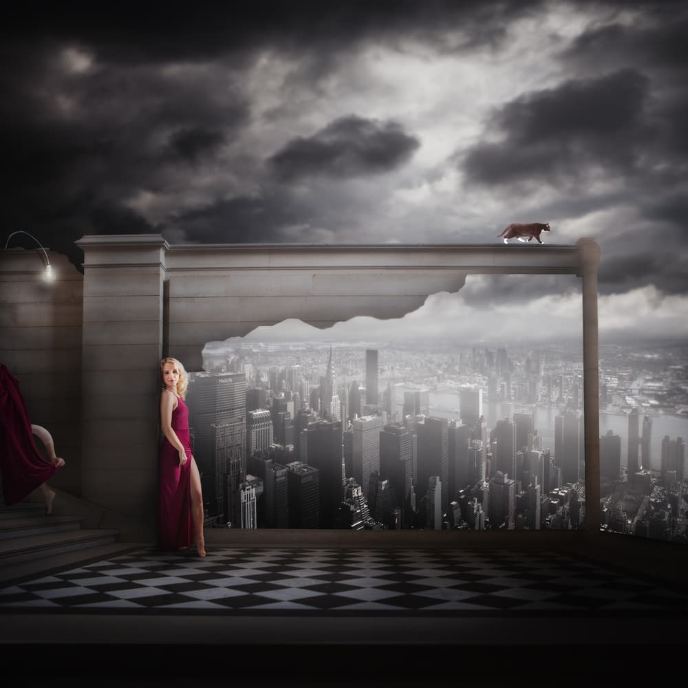 Woman Panther City Dream by Martin Marcisovsky — canvas wall art