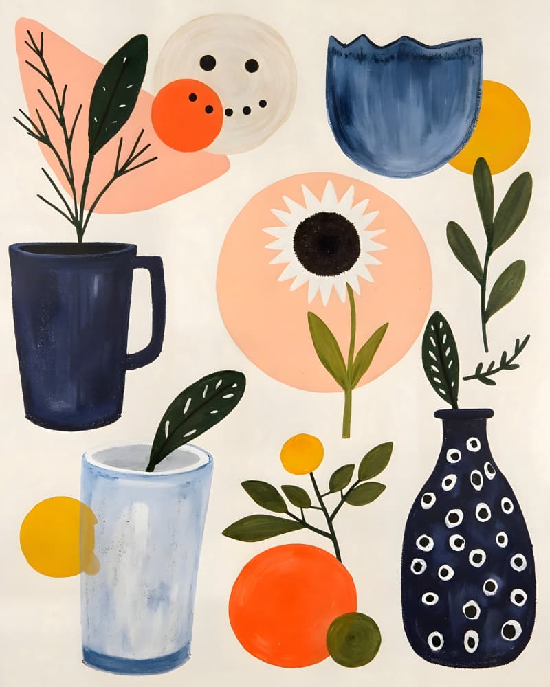 Modern Floral Still Life by Uma Gokhale — canvas wall art