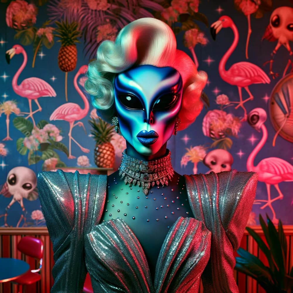Glamorous Alien Drag Queen by David Galan — canvas wall art