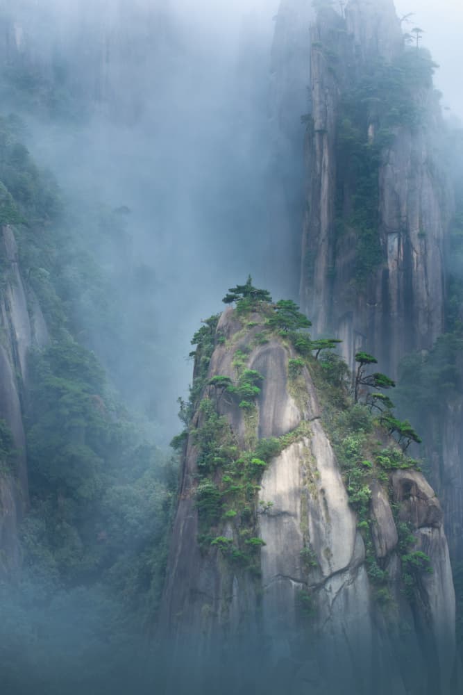 Misty Mountain Peaks by Simoon — canvas wall art