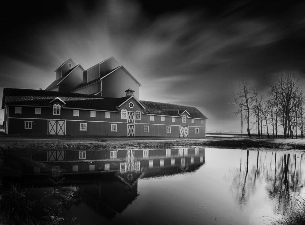 Moody Farm Reflection by Alex Ogazzi — canvas wall art