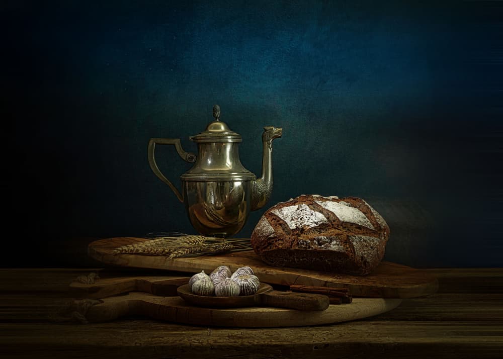 Rustic Loaf and Teapot by Saskia Dingemans — canvas wall art