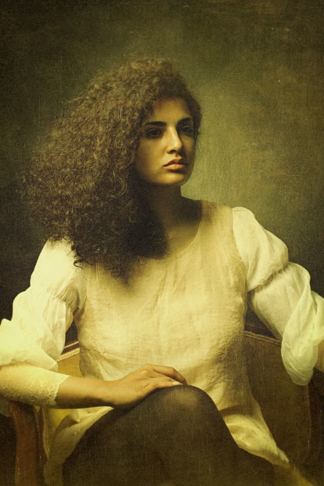 Pensive Woman Portrait by Mehdi Mokhtari — canvas wall art
