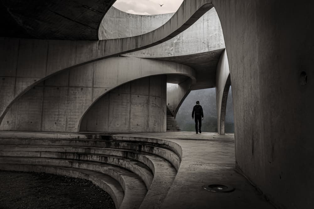Man In Concrete Maze by Gerard Valckx — canvas wall art