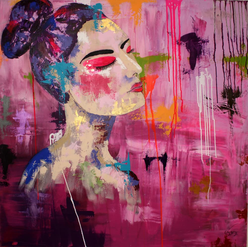 Abstract Pink Portrait by Sofia Toborg — canvas wall art