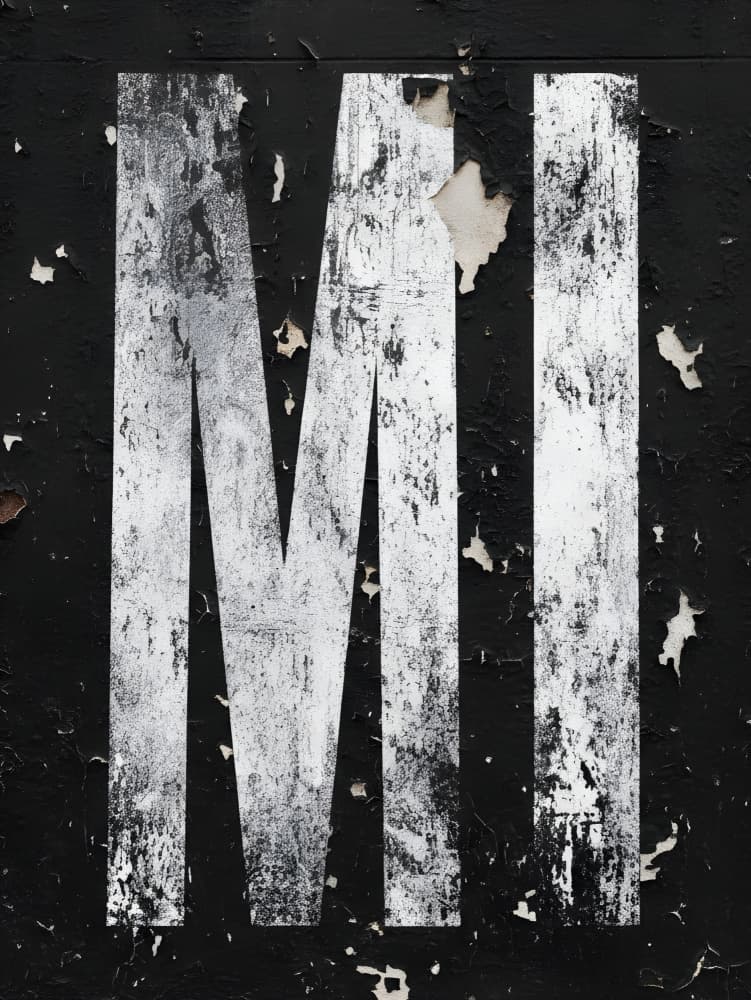 Distressed Letter M by HUGO — canvas wall art