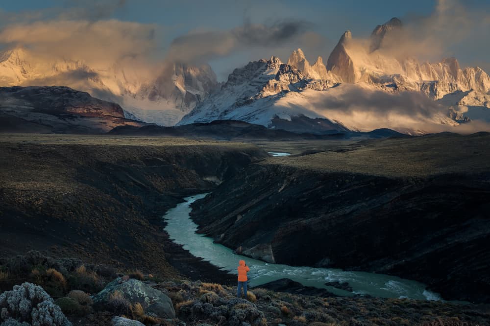 Golden Light Mountain River by YANGYING — canvas wall art
