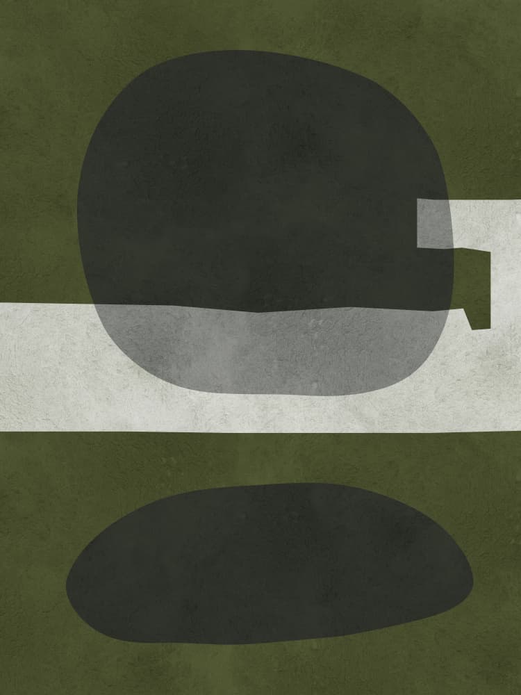 Olive Green Abstract Shapes by Vitor Costa — canvas wall art