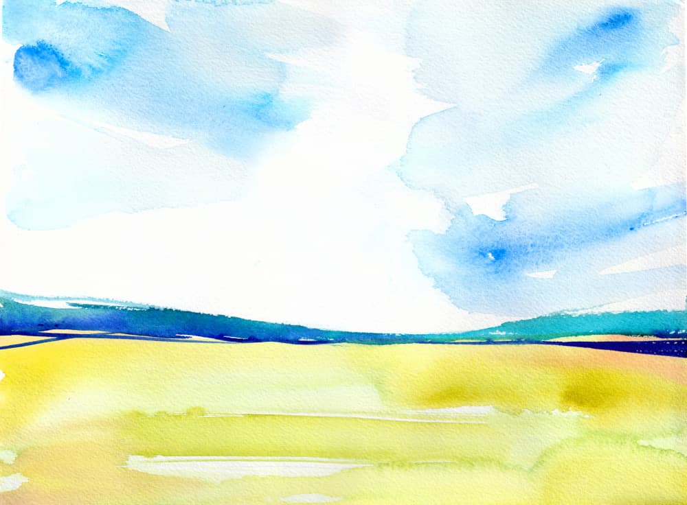 Open Field Blue Sky by Christine Lindstrom — canvas wall art