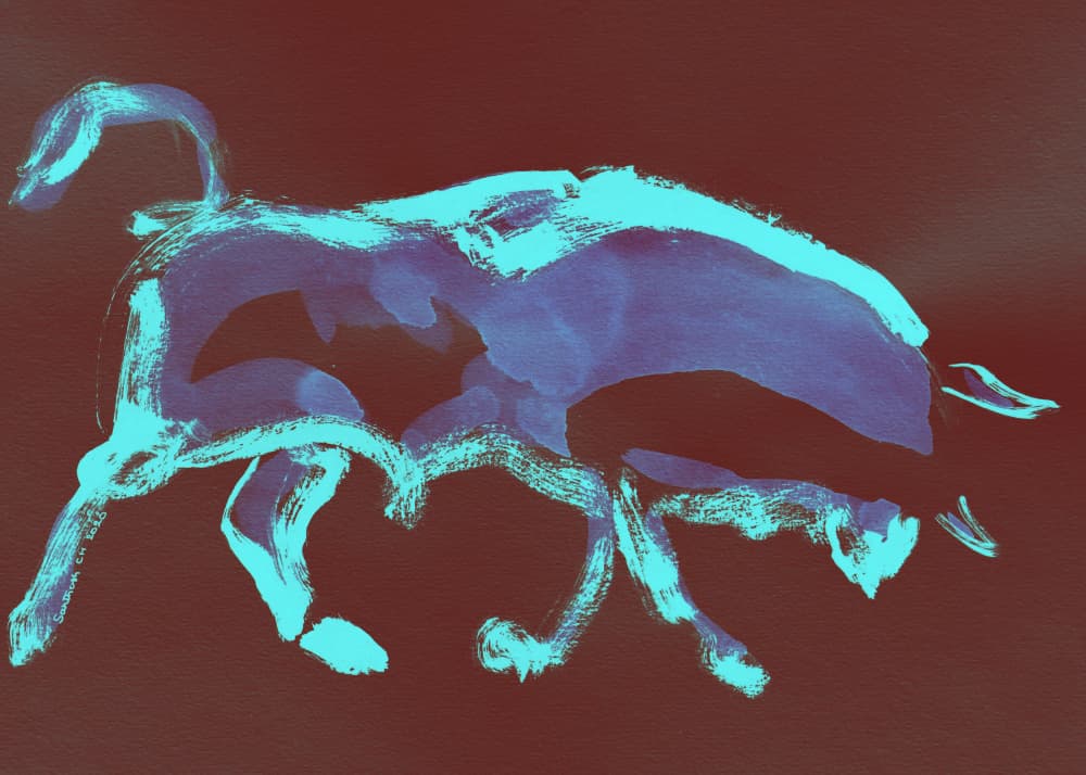 Dynamic Blue Bull by Santhosh ch — canvas wall art