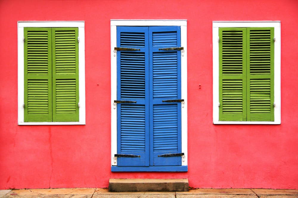 Vibrant Blue Door Green Shutters by Igor Shrayer — canvas wall art