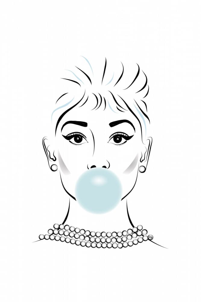 Chic Bubblegum Girl by Martina — canvas wall art