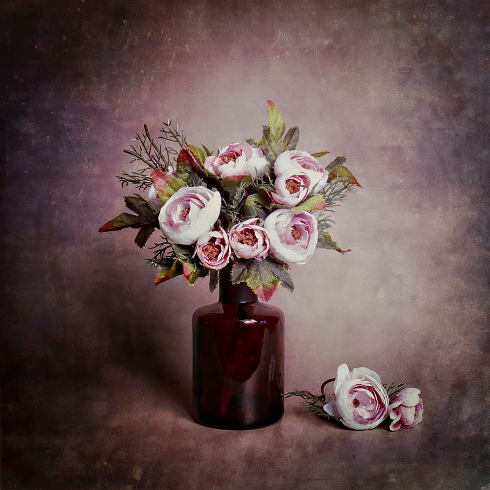 Pink Floral Still Life by Cicek Kiral — canvas wall art