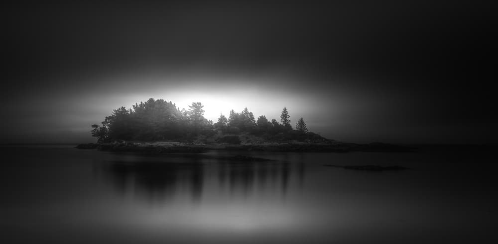 Misty Island Reflection by David Ahern — canvas wall art