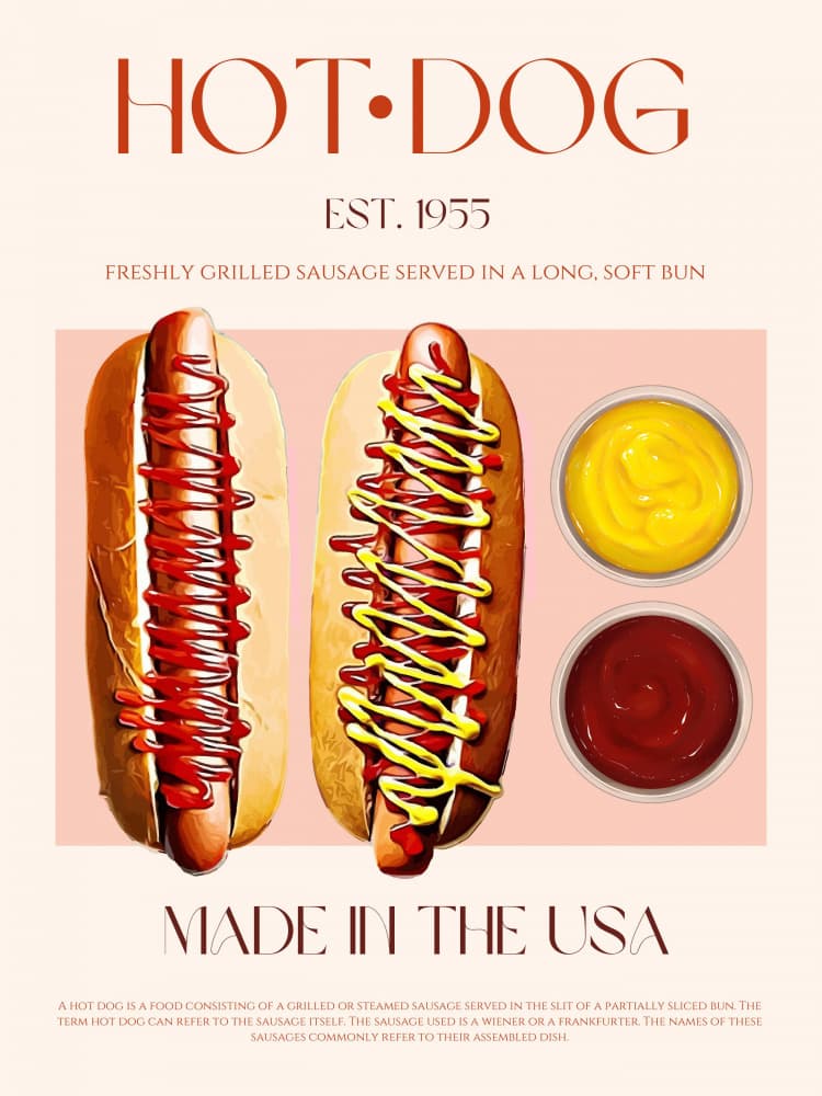 Classic Hot Dogs by Nazma Khokhar — canvas wall art