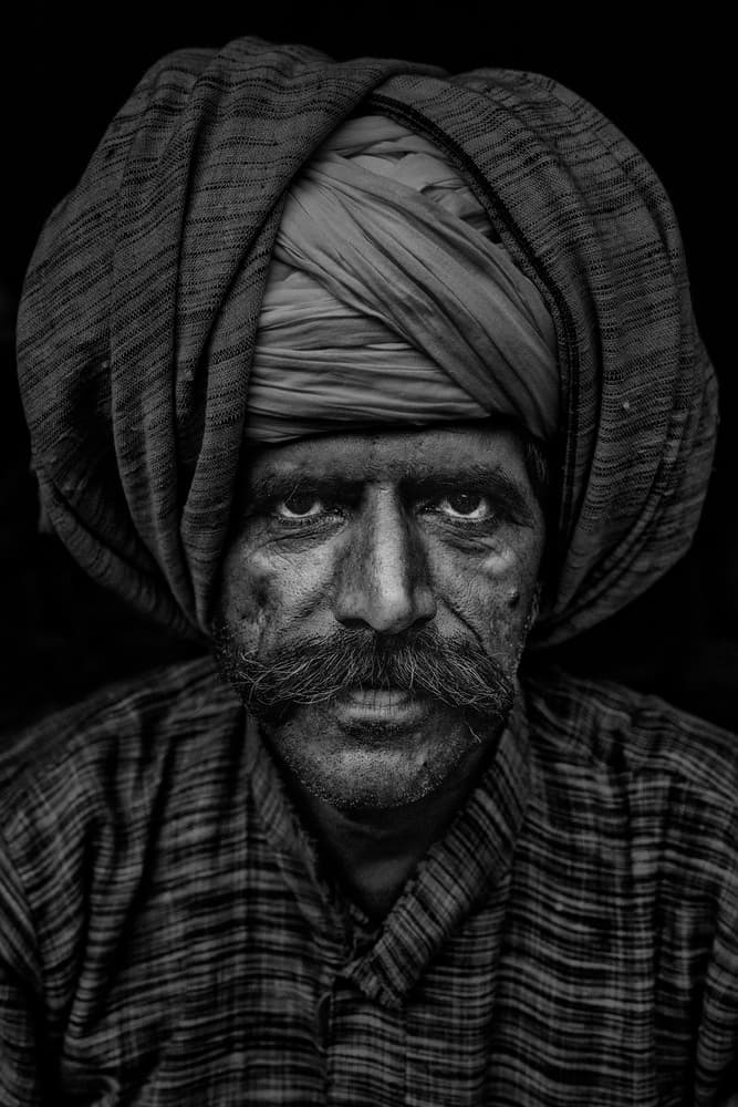 Intense Turban Portrait by Haitham AL Farsi — canvas wall art