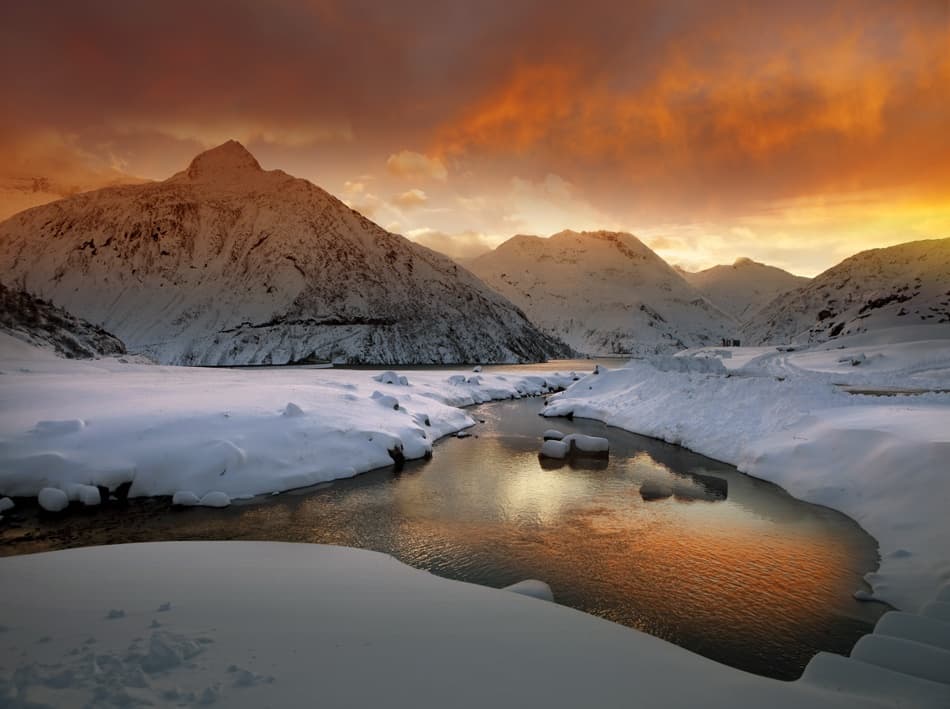 Snowy Mountain Sunset by Nicolas Schumacher — canvas wall art