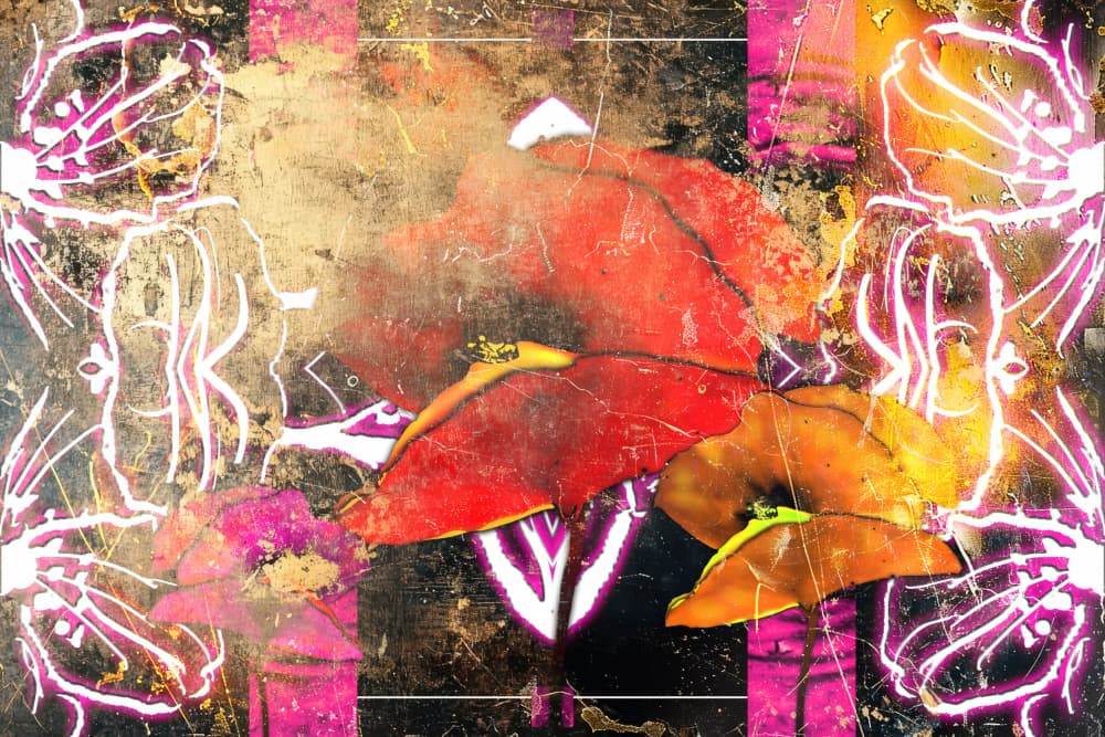 Vibrant Grunge Floral by Rafal Kulik — canvas wall art