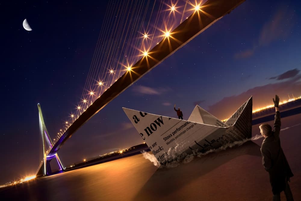 Moonlit Paper Boat Journey by Christophe Kiciak — canvas wall art
