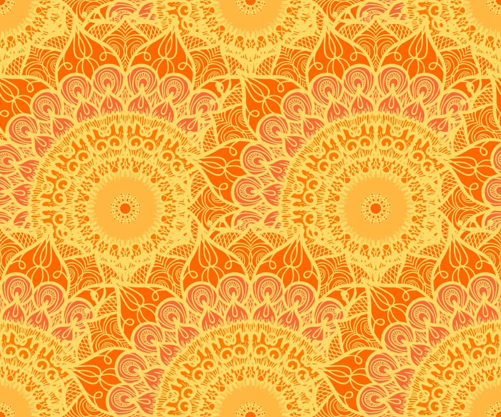 Vibrant Orange Mandala Pattern by Marika Barsrsind β canvas wall art