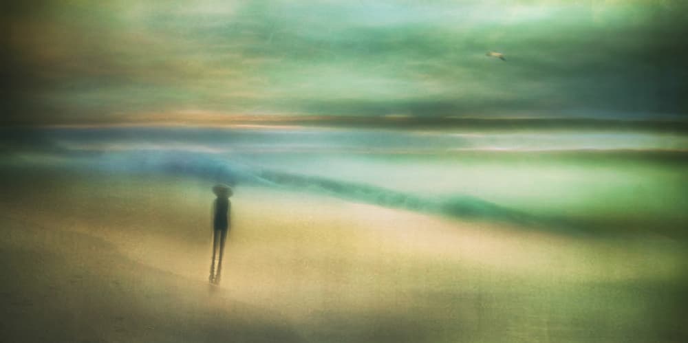 Lone Figure Dream Beach by Sherin.Abdou — canvas wall art