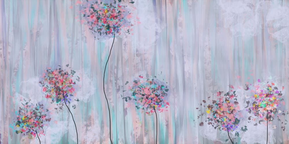 Whimsical Pastel Blossoms by Pelin Atilla — canvas wall art