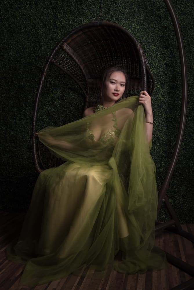 Ethereal Woman Green Gown by Deming W — canvas wall art