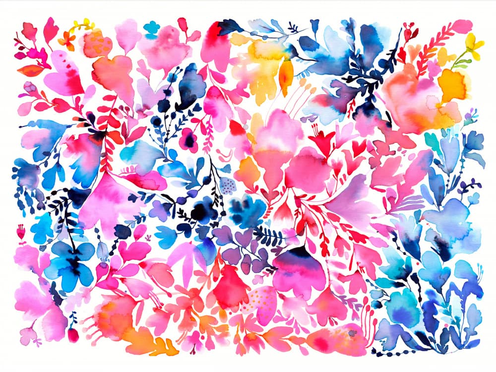 Vibrant Watercolor Flowers by Ninola Design — canvas wall art