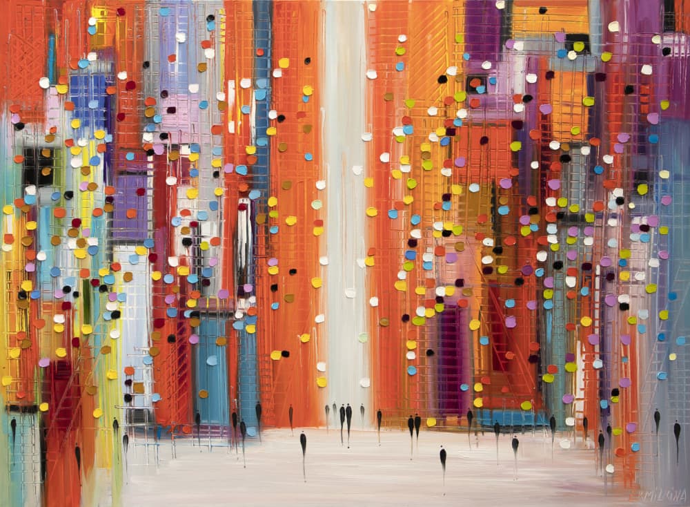 Vibrant City Street by Ekaterina Ermilkina — canvas wall art