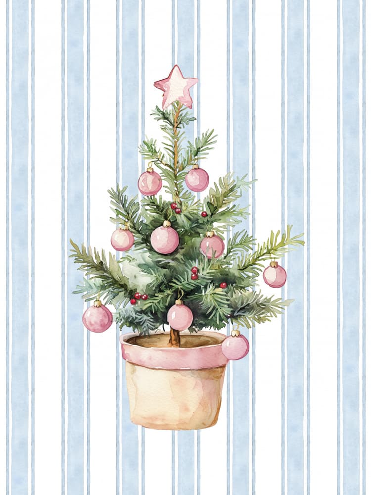 Pink Potted Christmas Tree by Mathieu jeuf — canvas wall art