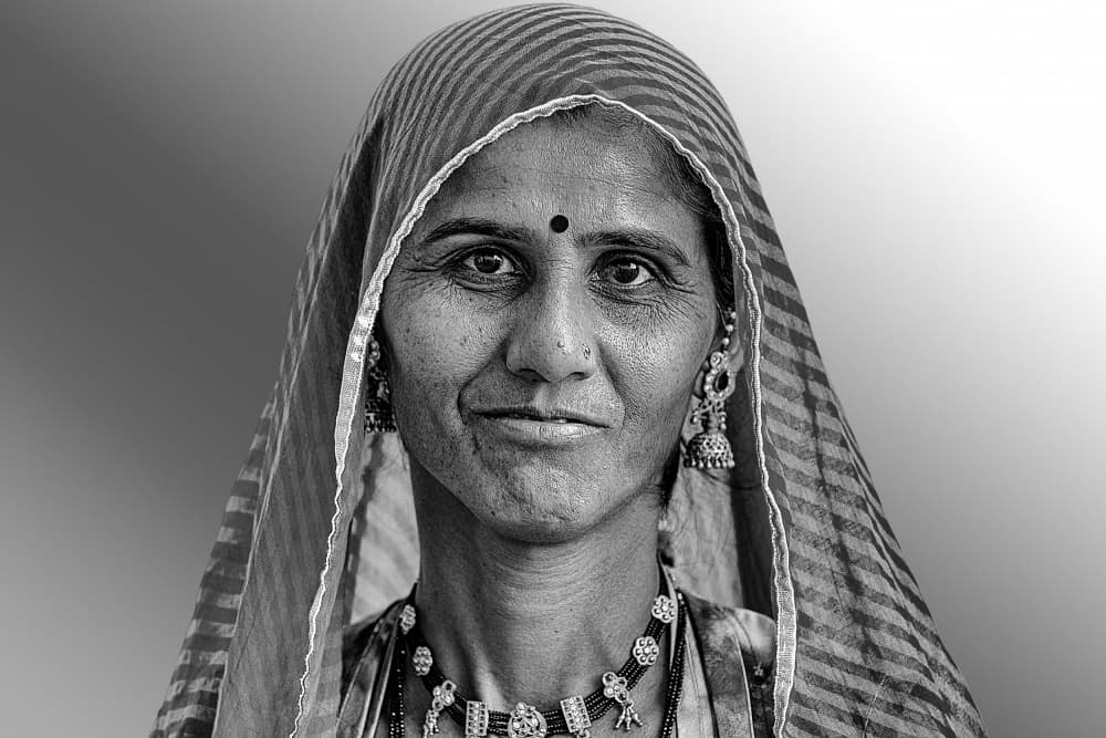 Indian Woman Gentle Smile by Jois Domont ( J.L.G.) — canvas wall art
