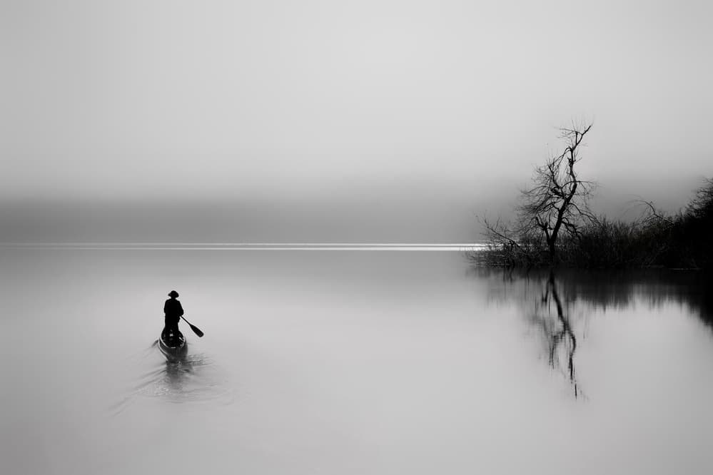 Misty Lake Solitude by Damijan Sedevcic — canvas wall art