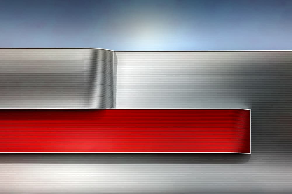 Modern Red Grey Lines by Marc Huybrighs — canvas wall art