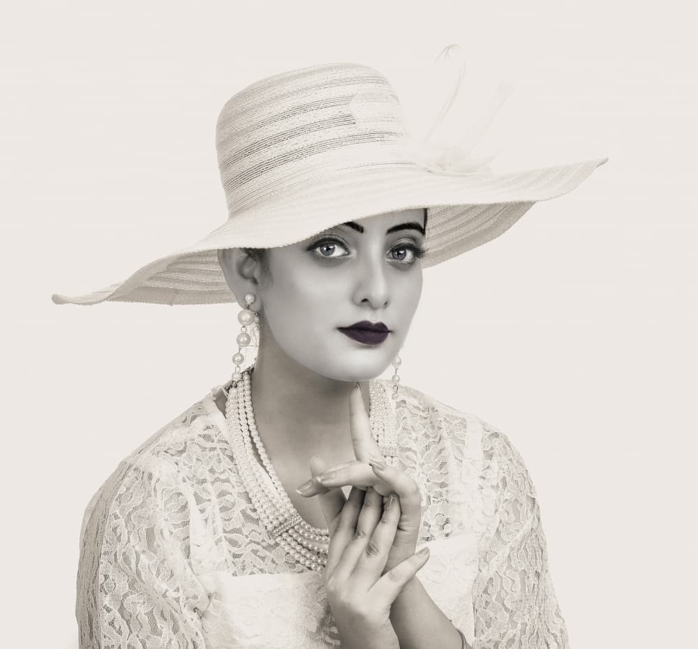 Elegant Woman in Hat by DEBASISH CHATTOPADHYAY — canvas wall art