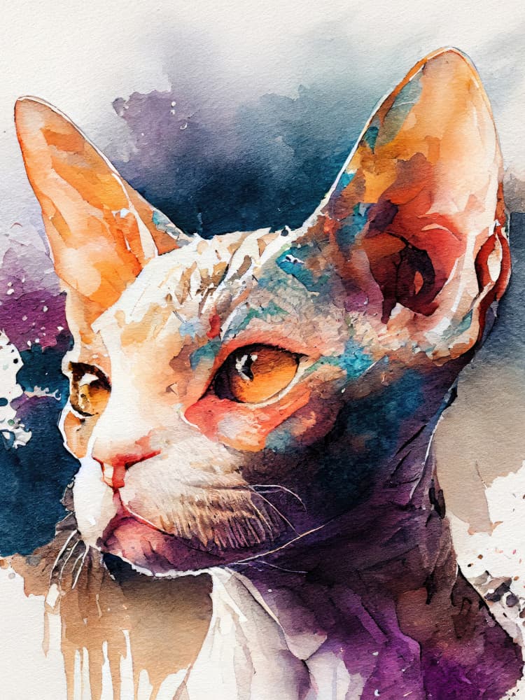 Vibrant Sphynx Portrait by Justyna Jaszke — canvas wall art
