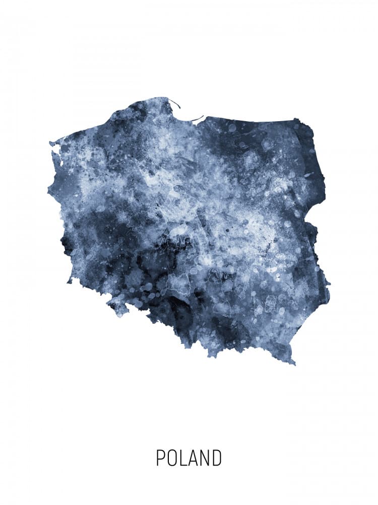 Poland Textured Map by Michael Tompsett — canvas wall art
