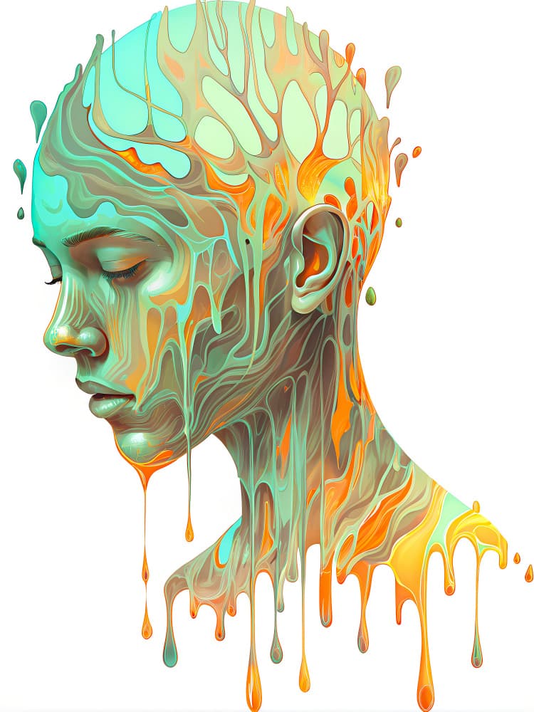 Melting Teal Dreams by Miguel Bruzual — canvas wall art
