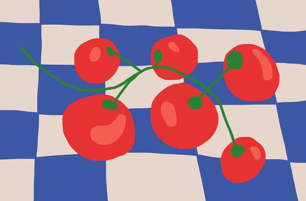 Red Cherries Picnic by Aylin Demir — canvas wall art