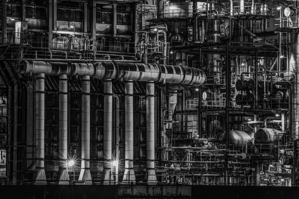 Refinery Night Glow by Tomoshi Hara — canvas wall art