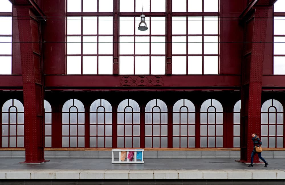 Walking Red Station by Lus Joosten — canvas wall art