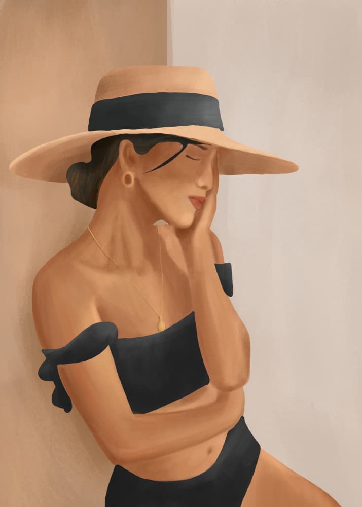 Woman In Summer Hat by City Art — canvas wall art