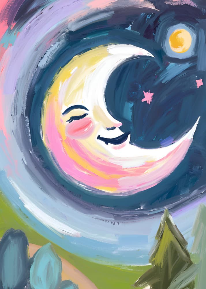 Dreamy Crescent Moon by Ohkimiko — canvas wall art