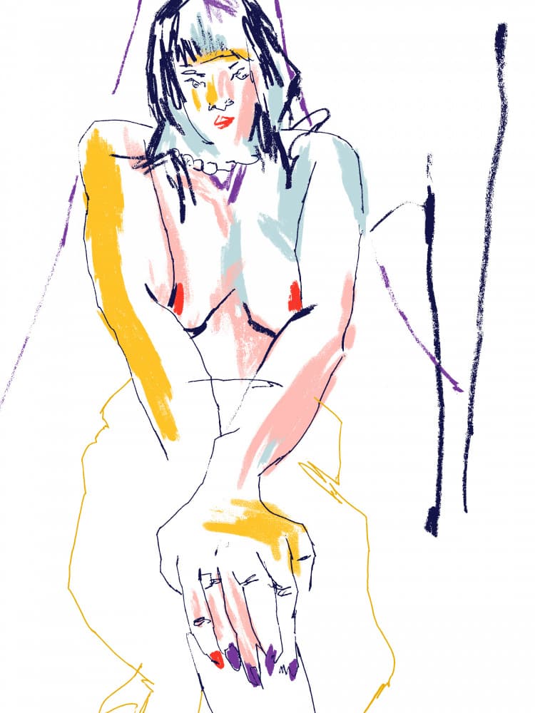 Colorful Nude Portrait by Francesco Gulina — canvas wall art