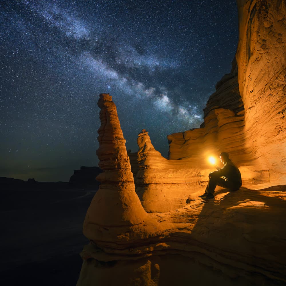 Starlit Desert Explorer by Leah Xu — canvas wall art