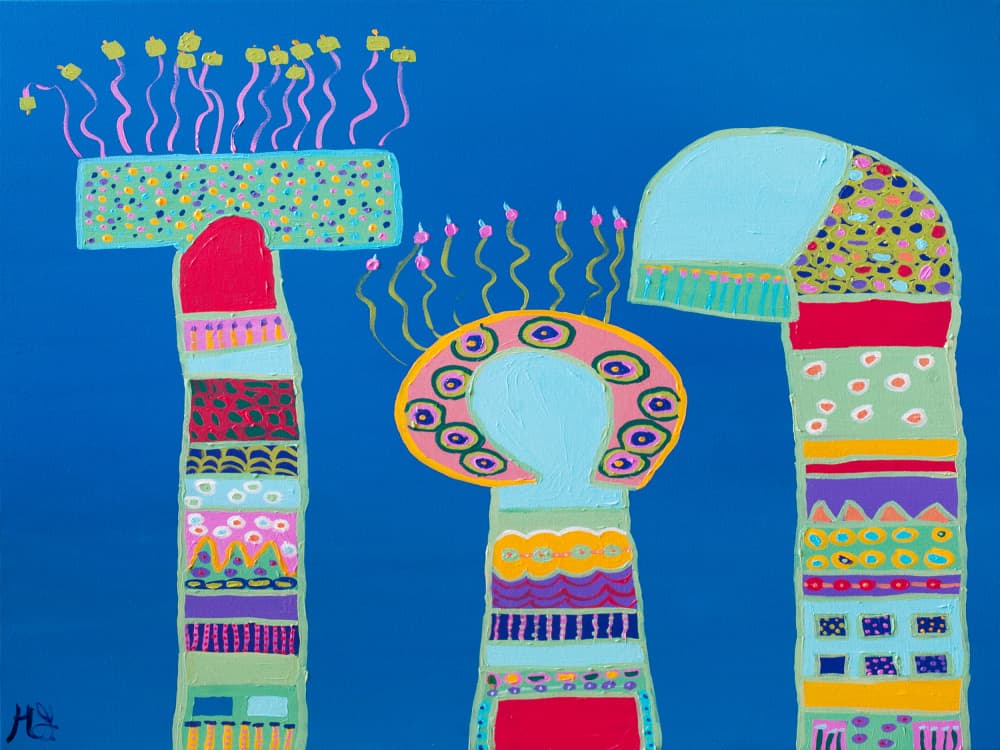 Colorful Abstract Totems by Helen Joynson — canvas wall art
